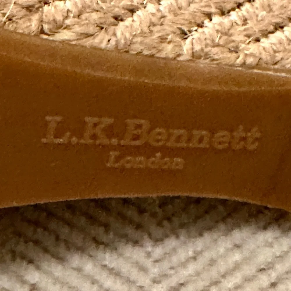LK Bennett Black Patent Espadrille Wedges 39.5